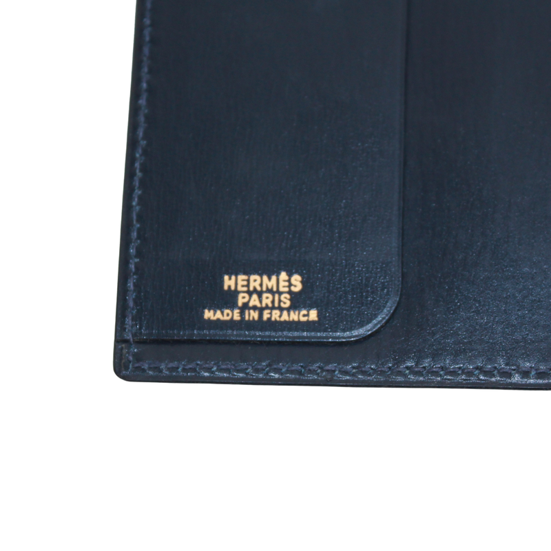 Hermes Notebook Cabas - Leather Navy Wallet (other)