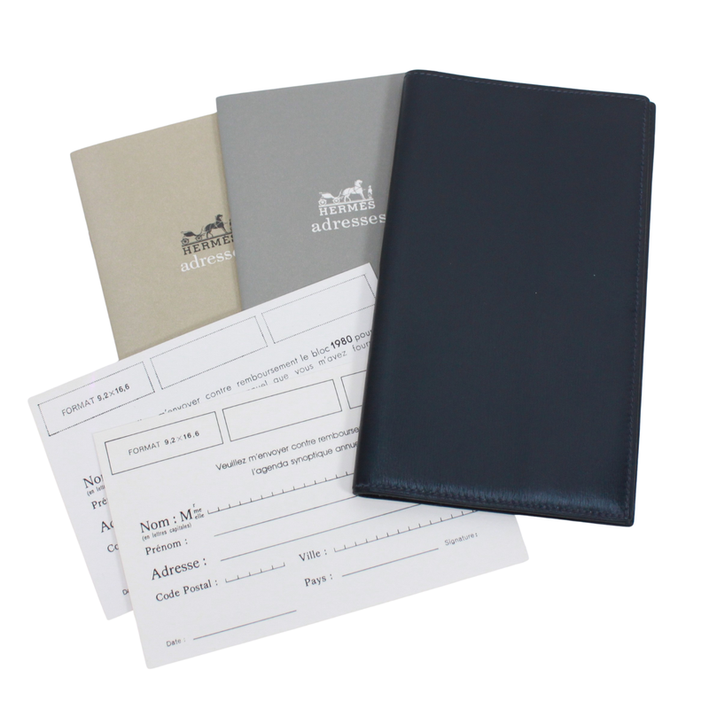 Hermes Notebook Cabas - Leather Navy Wallet (other)
