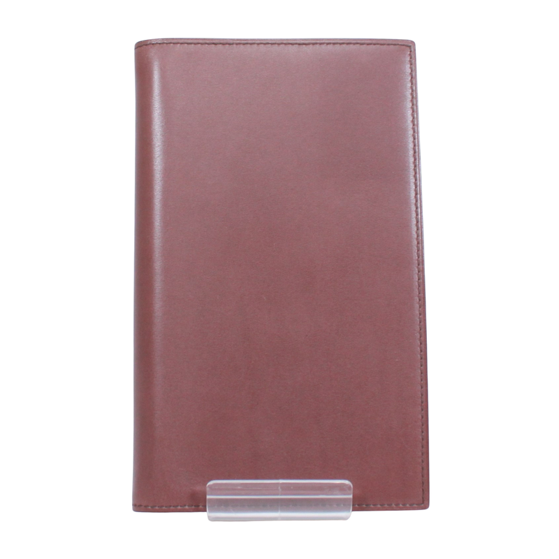 Hermes Notebook Cabas - Leather Brown Wallet - Silver