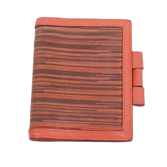 Hermes Agenda Mini Notebook Cabas Leather X Chevre Orange Wallet (other) Silver