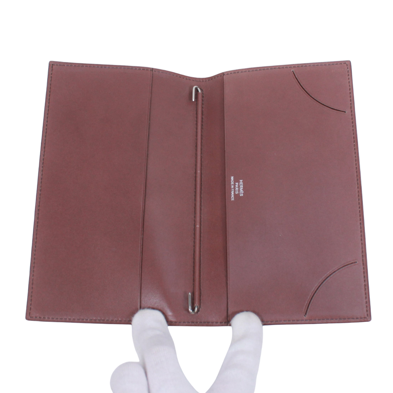 Hermes Notebook Cabas - Leather Brown Wallet - Silver