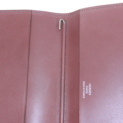 Hermes Notebook Cabas - Leather Brown Wallet - Silver