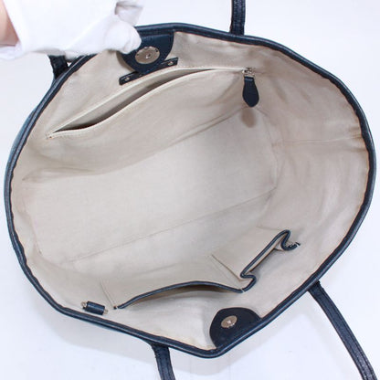 Celine Carriage Leather X PVC Blue Tote Bag Silver Sc-st-0098