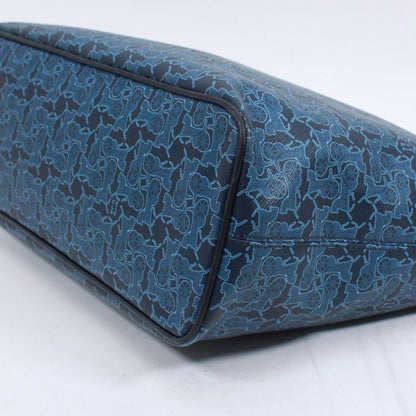 Celine Carriage Leather X PVC Blue Tote Bag Silver Sc-st-0098