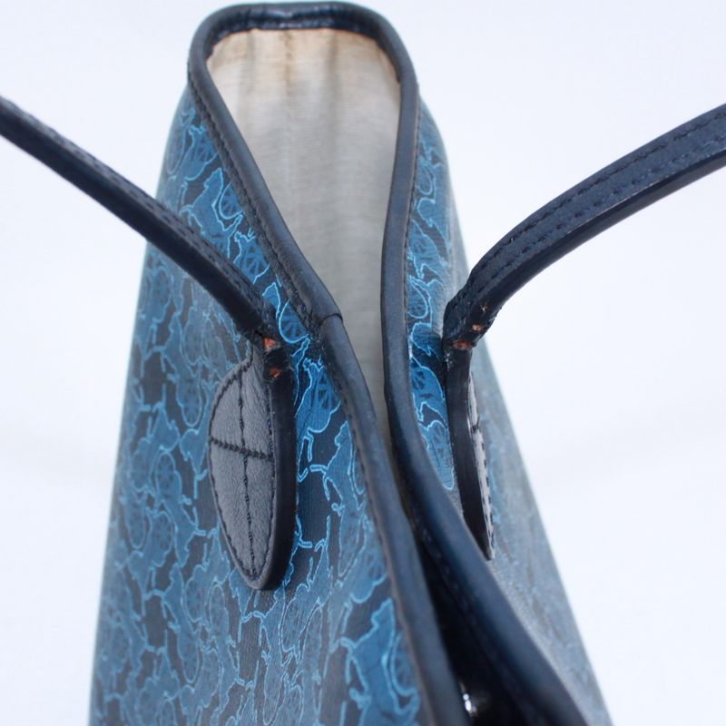 Celine Carriage Leather X PVC Blue Tote Bag Silver Sc-st-0098