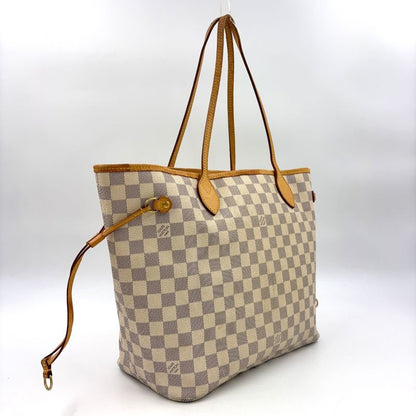 Louis Vuitton Neverfull MM Damier Azure Damier Azure Leather × PVC White Tote