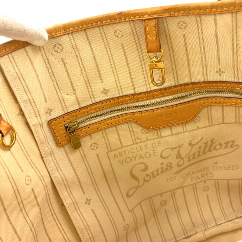 Louis Vuitton Neverfull MM Damier Azure Damier Azure Leather × PVC White Tote