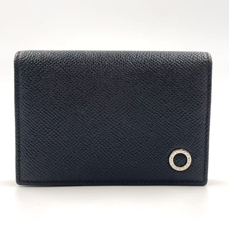 Bvlgari Man Business Card Holder Leather Card Case Silver