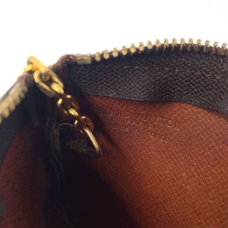 Louis Vuitton Pochette Cles Monogram PVC Brown Coin Case Gold M62650