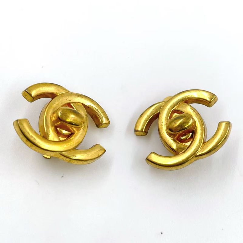 Chanel Turnlock GP Gold Earrings