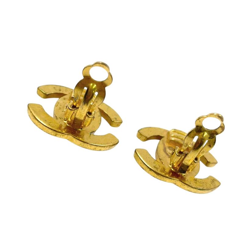 Chanel Turnlock GP Gold Earrings