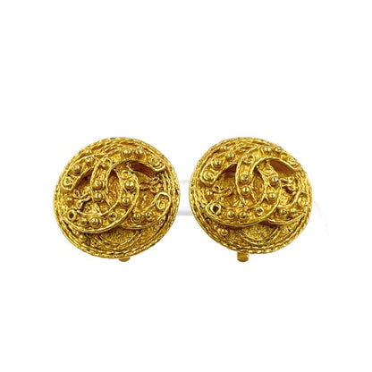 Chanel Round Coco Mark GP Gold Earrings