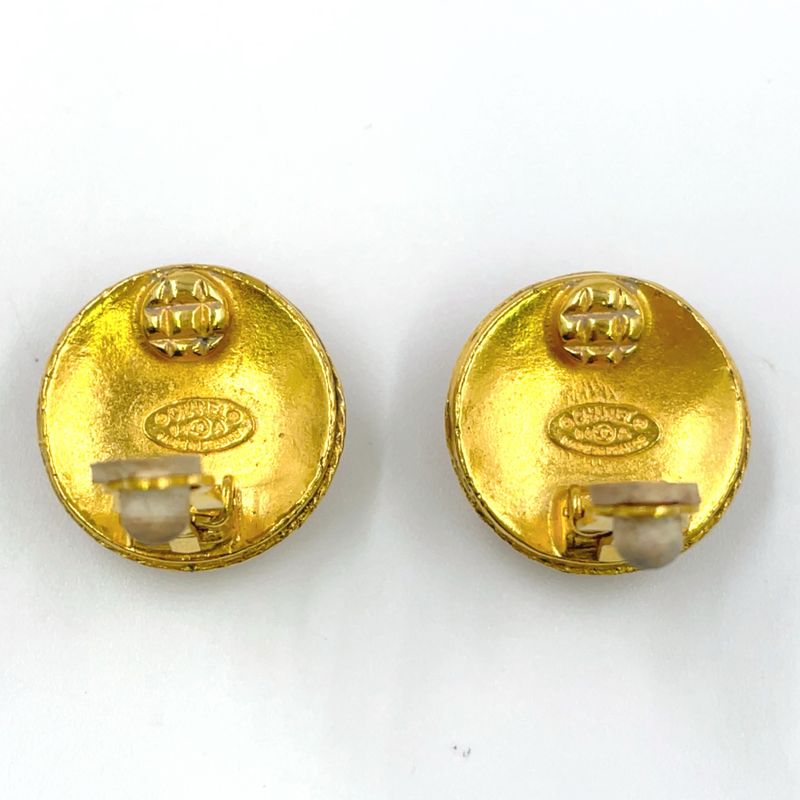 Chanel Round Coco Mark GP Gold Earrings