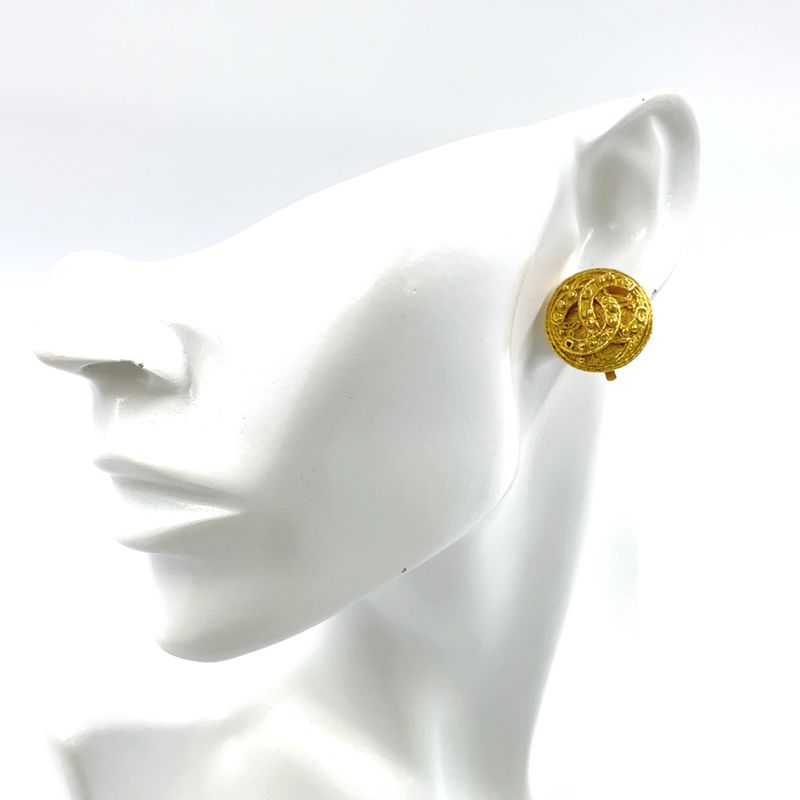 Chanel Round Coco Mark GP Gold Earrings