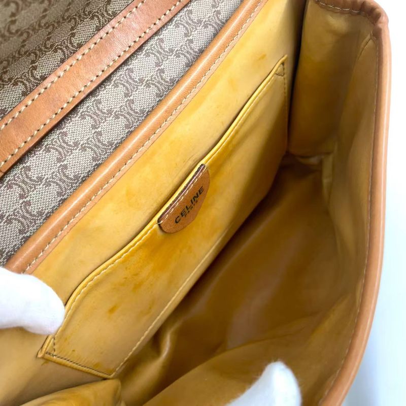 Celine Macadam Leather And PVC Shoulder Bag Gold