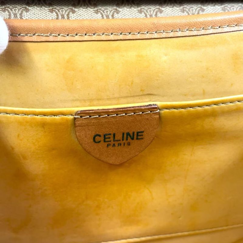 Celine Macadam Leather And PVC Shoulder Bag Gold