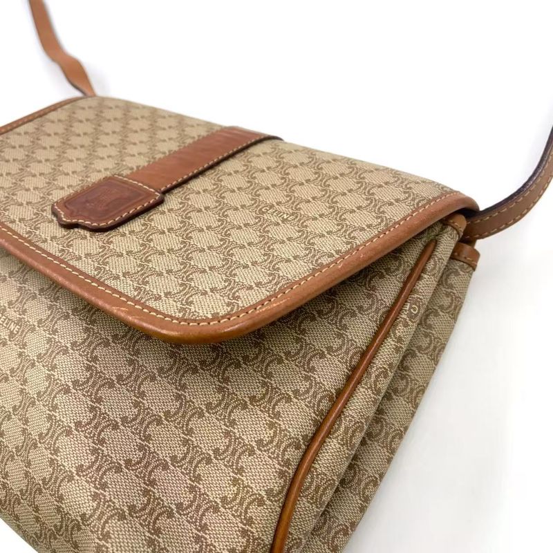 Celine Macadam Leather And PVC Shoulder Bag Gold