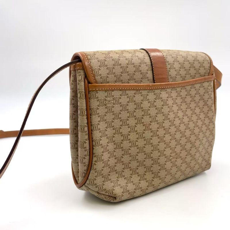 Celine Macadam Leather And PVC Shoulder Bag Gold