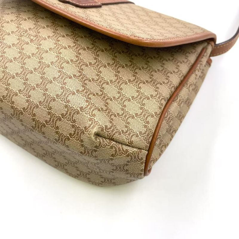 Celine Macadam Leather And PVC Shoulder Bag Gold