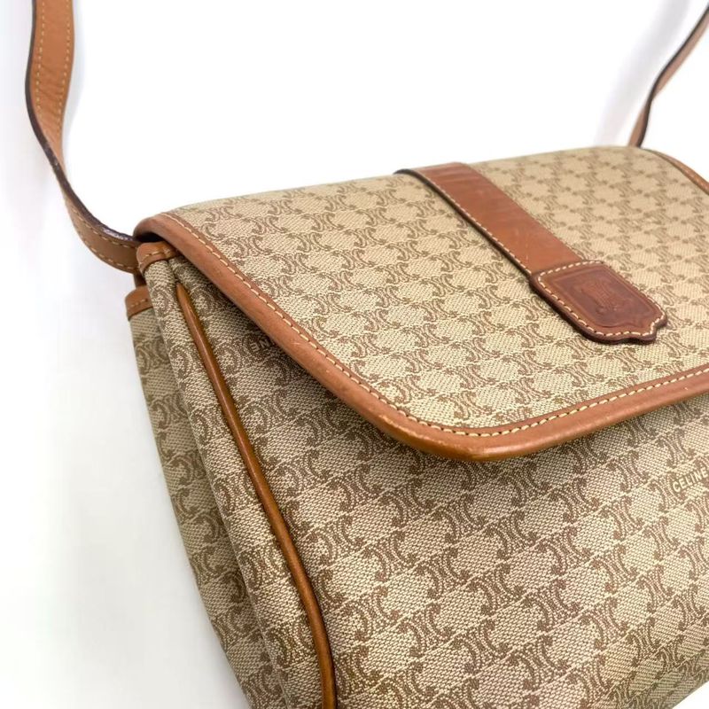 Celine Macadam Leather And PVC Shoulder Bag Gold