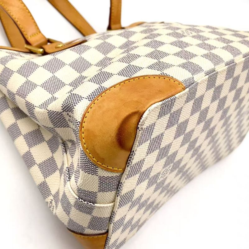 Louis Vuitton Hampstead PM Damier Azure Damier Azure Leather × PVC White Tote
