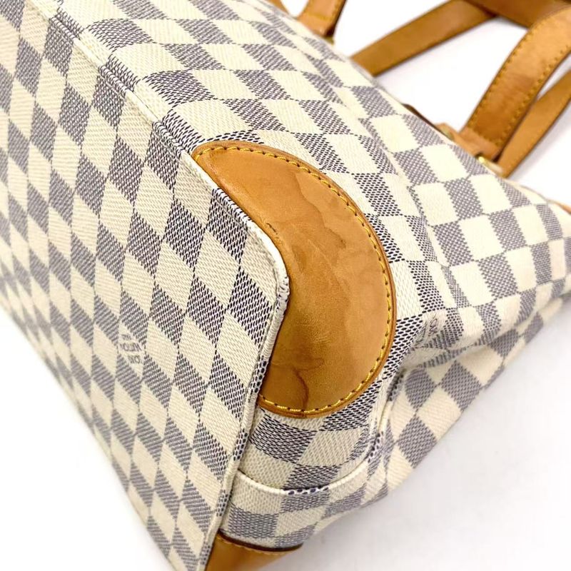 Louis Vuitton Hampstead PM Damier Azure Damier Azure Leather × PVC White Tote