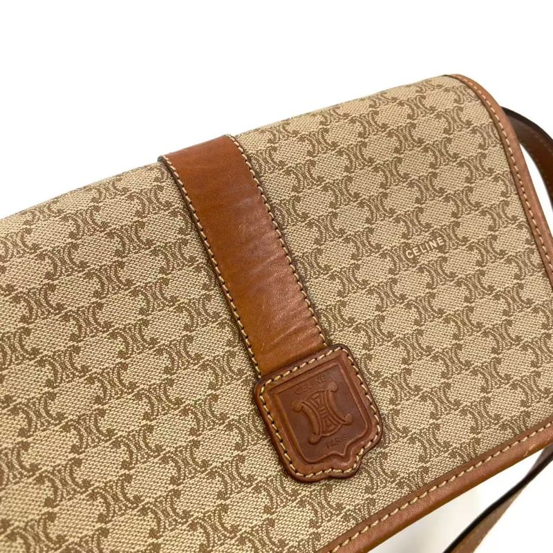 Celine Macadam Leather And PVC Shoulder Bag Gold