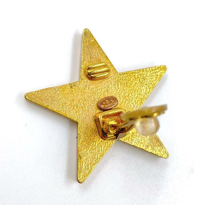 Chanel Star Coco Mark GP Gold And Black Earrings