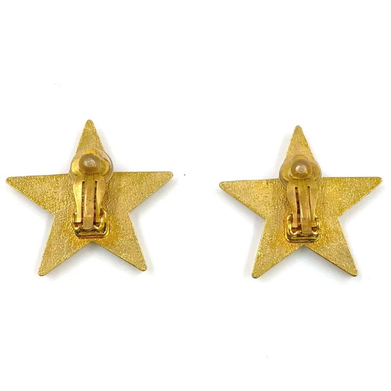 Chanel Star Coco Mark GP Gold And Black Earrings