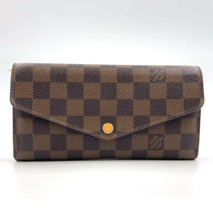 Louis Vuitton Portefeuille Sarah Damier Ebene Damier Ebene PVC Brown Folded