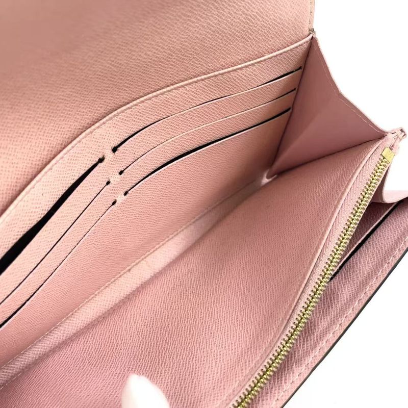 Louis Vuitton Portefeuille Sarah Damier Ebene Damier Ebene PVC Brown Folded