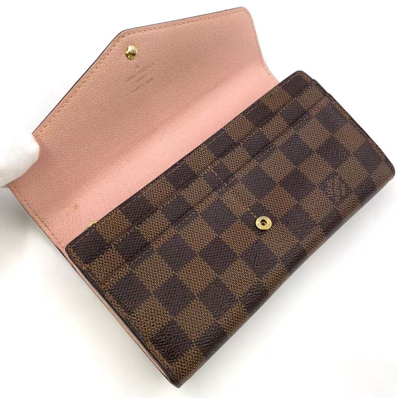Louis Vuitton Portefeuille Sarah Damier Ebene Damier Ebene PVC Brown Folded