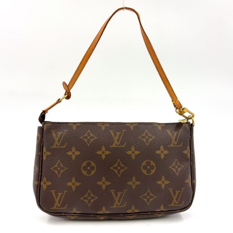 Louis Vuitton Pochette Accessoire Monogram Leather X PVC Brown Handbag Gold