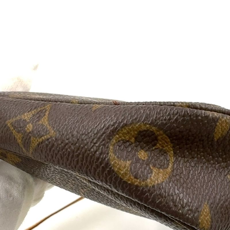 Louis Vuitton Pochette Accessoire Monogram Leather X PVC Brown Handbag Gold