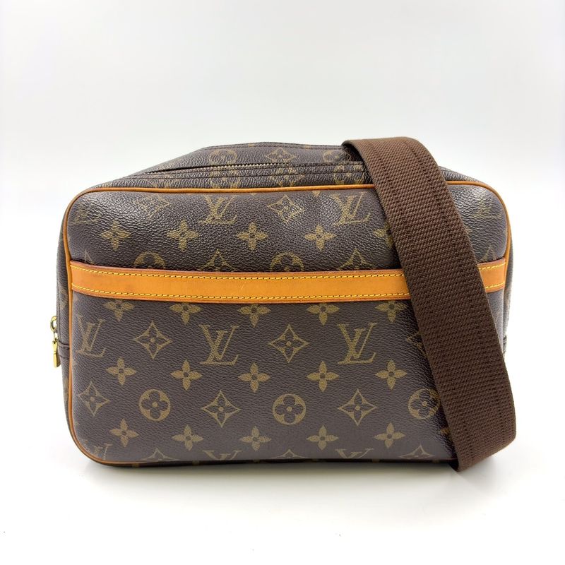 Louis Vuitton Reporter PM Monogram Leather × PVC Brown Shoulder Bag Gold M45254