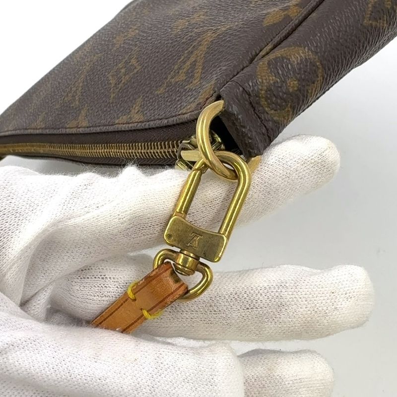 Louis Vuitton Pochette Accessoire Monogram Leather X PVC Brown Handbag Gold