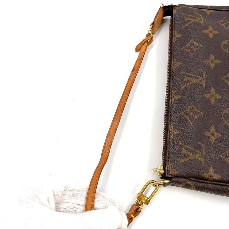 Louis Vuitton Pochette Accessoire Monogram Leather X PVC Brown Handbag Gold