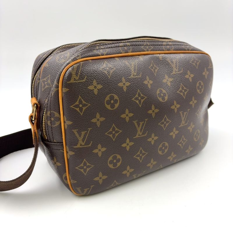 Louis Vuitton Reporter PM Monogram Leather × PVC Brown Shoulder Bag Gold M45254