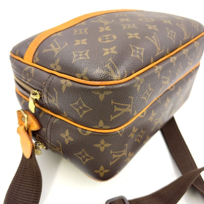 Louis Vuitton Reporter PM Monogram Leather × PVC Brown Shoulder Bag Gold M45254