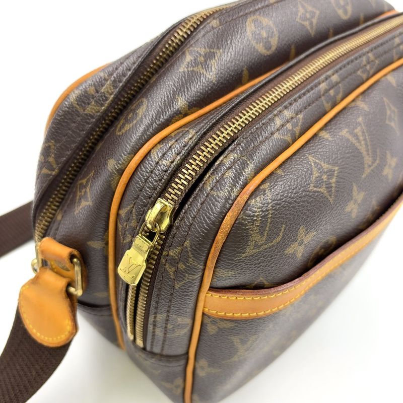 Louis Vuitton Reporter PM Monogram Leather × PVC Brown Shoulder Bag Gold M45254