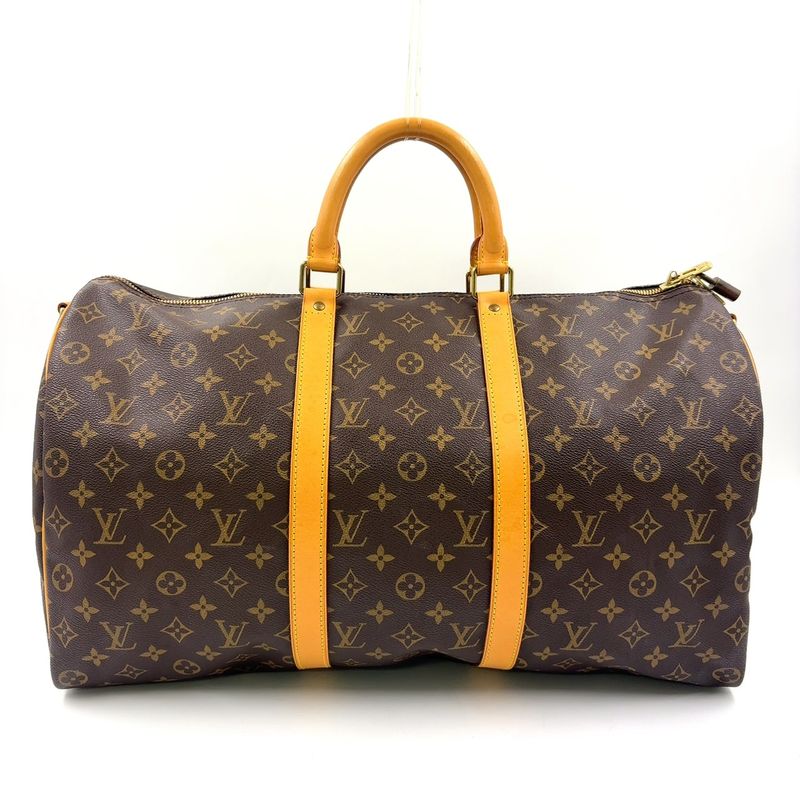 Louis Vuitton Keepall Bandoliere 50 Monogram Leather X PVC Brown Boston Bag