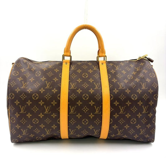 Louis Vuitton Keepall Bandoliere 50 Monogram Leather X PVC Brown Boston Bag