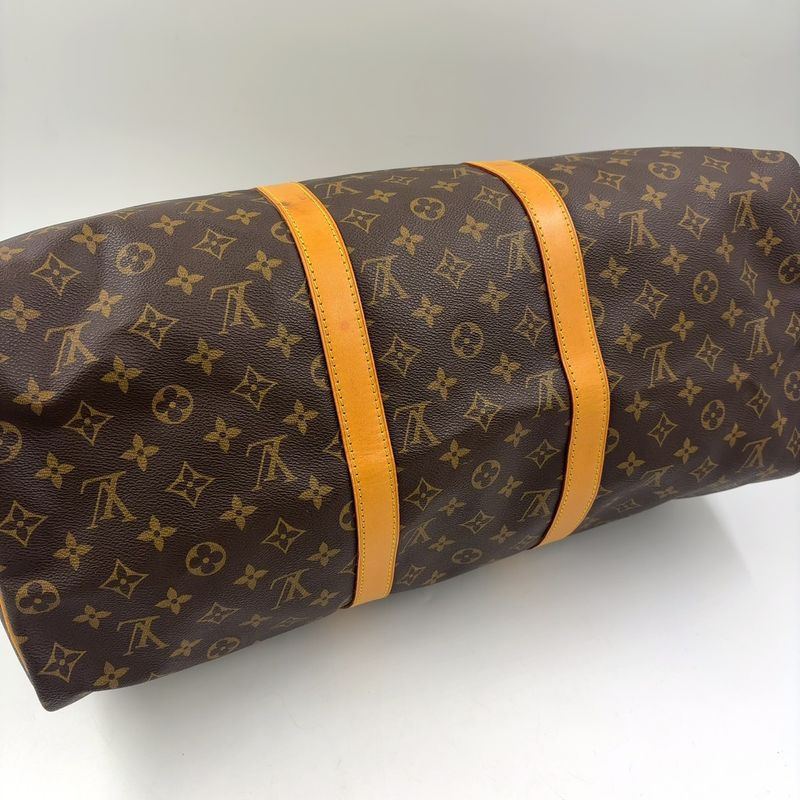 Louis Vuitton Keepall Bandoliere 50 Monogram Leather X PVC Brown Boston Bag
