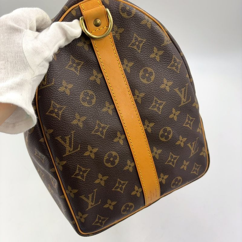 Louis Vuitton Keepall Bandoliere 50 Monogram Leather X PVC Brown Boston Bag