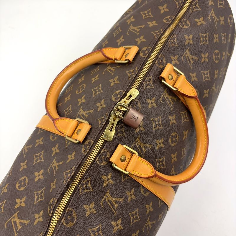 Louis Vuitton Keepall Bandoliere 50 Monogram Leather X PVC Brown Boston Bag