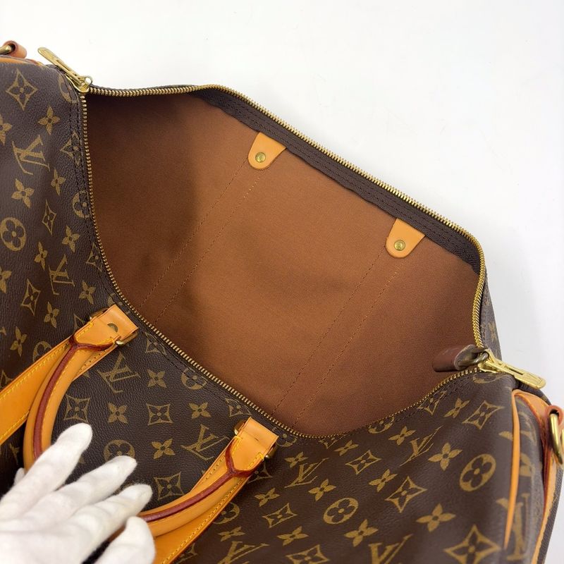 Louis Vuitton Keepall Bandoliere 50 Monogram Leather X PVC Brown Boston Bag