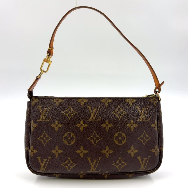 Louis Vuitton Pochette Accessoire Monogram Leather X PVC Brown Handbag Gold