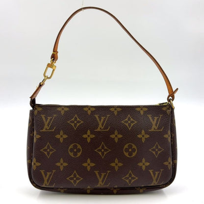 Louis Vuitton Pochette Accessoire Monogram Leather X PVC Brown Handbag Gold