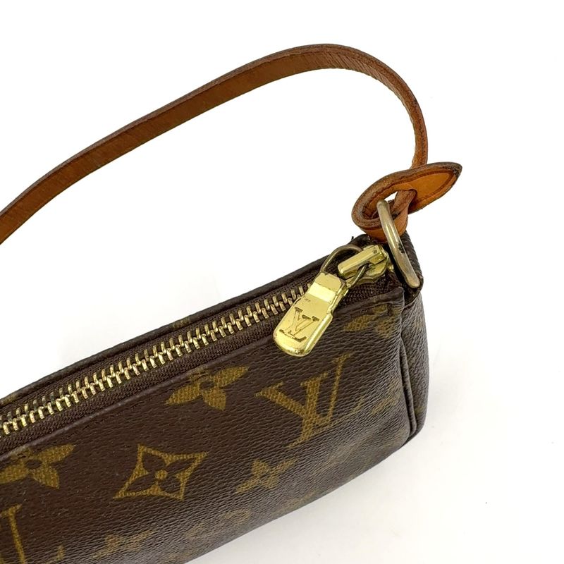 Louis Vuitton Pochette Accessoire Monogram Leather X PVC Brown Handbag Gold
