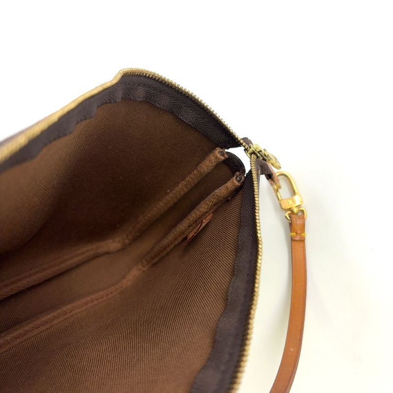 Louis Vuitton Pochette Accessoire Monogram Leather X PVC Brown Handbag Gold